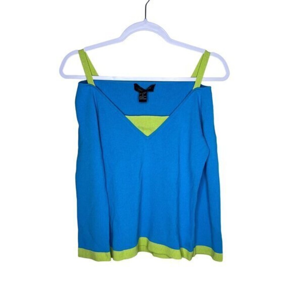Cabie & Gauge Women's‎ Blue & Green Off The Shoulder Top S
